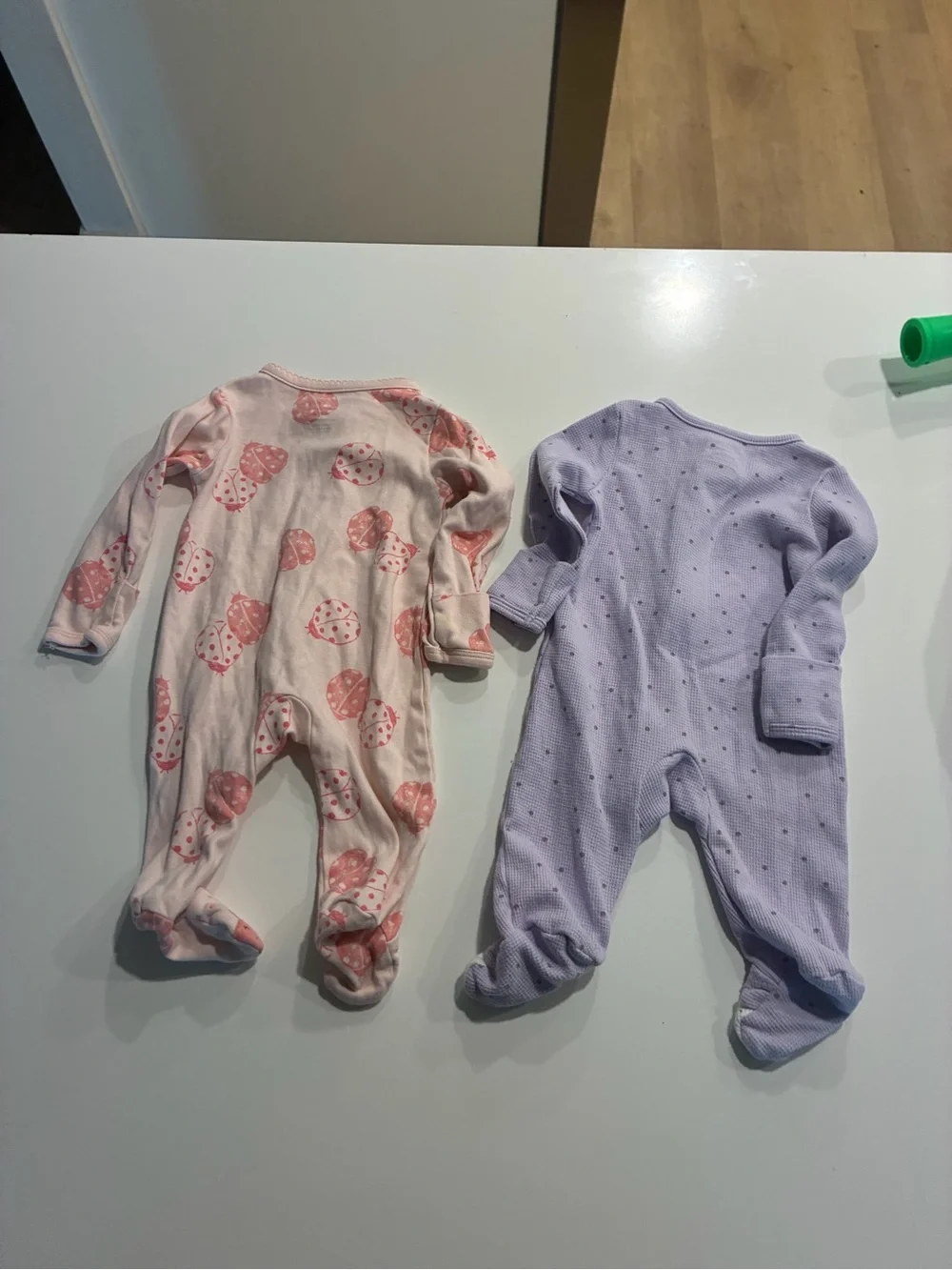 Baby Girls Footed One-Piece footed Sleepers one ribbed knit, one cotton knit